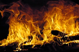 Holzbackofen Flamme